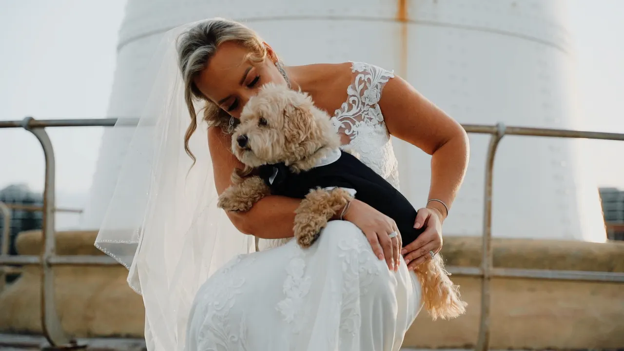 Renee & Simon at City Beach Wollongong, wedding film frame 16