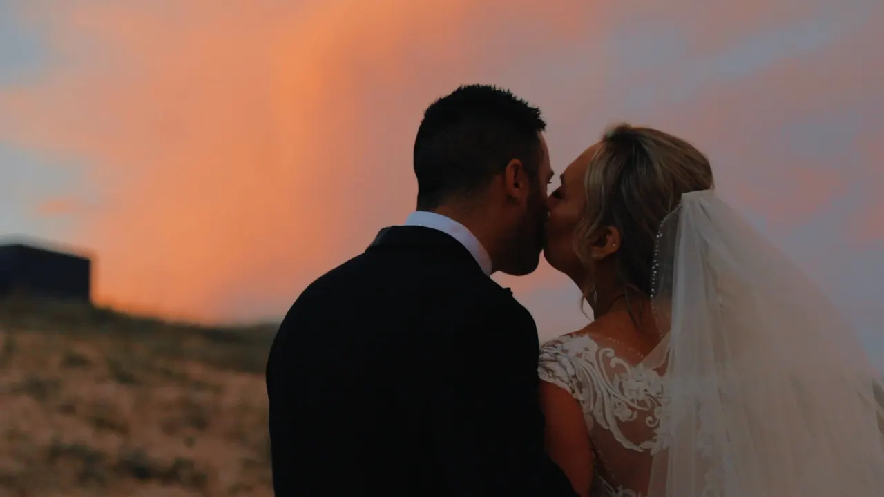 Renee & Simon at City Beach Wollongong, wedding film frame 3