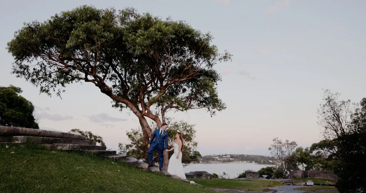 Still from Samantha & Allen's wedding film at Gunners Barracks, Mosman, NSW