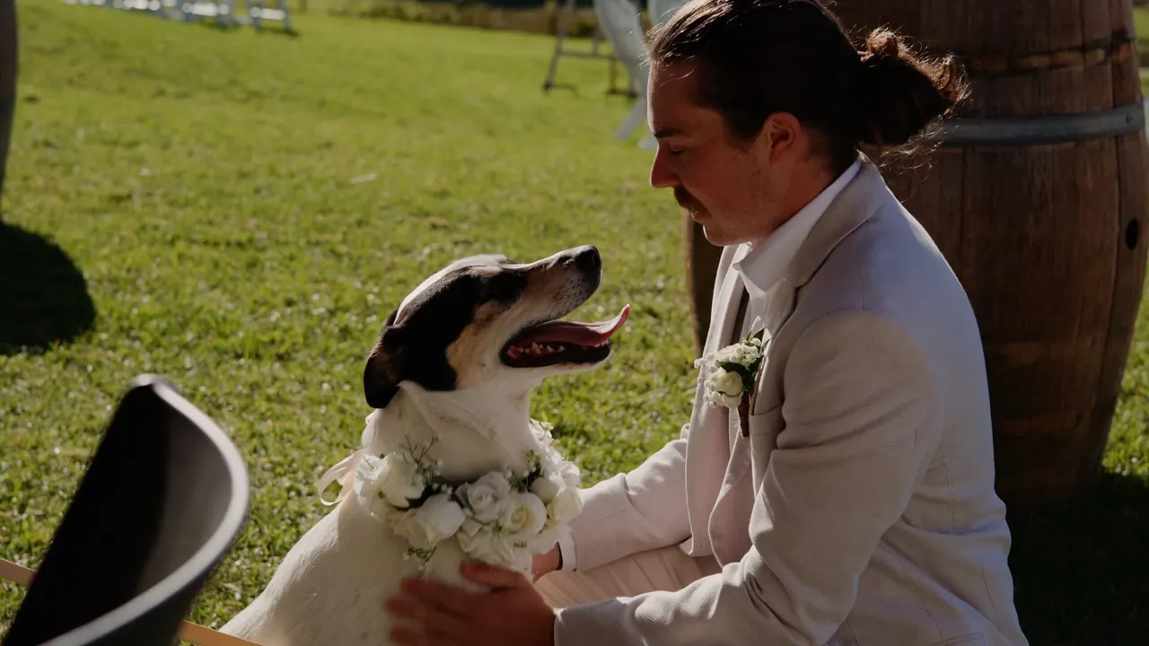 Ali & Matt at Crooked River Wines, Gerringong, wedding film frame 9