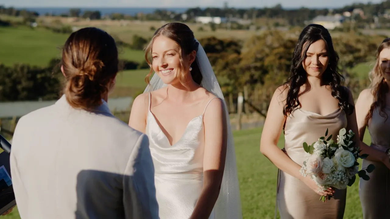 Ali & Matt at Crooked River Wines, Gerringong, wedding film frame 19