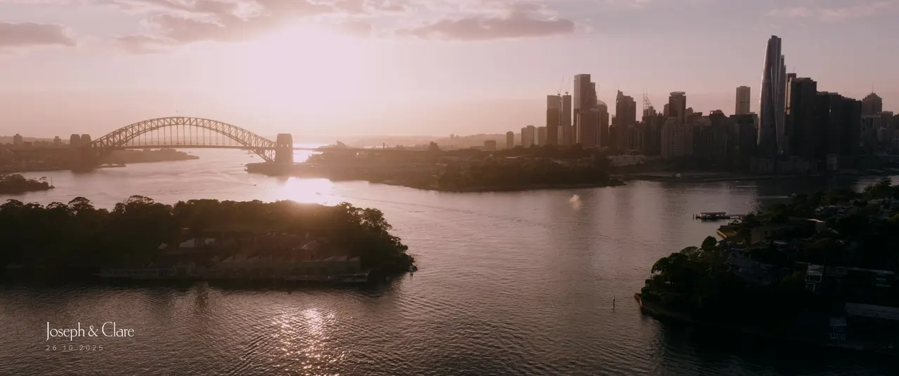 Clare & Joseph at Le Montage, Sydney, wedding film frame 1