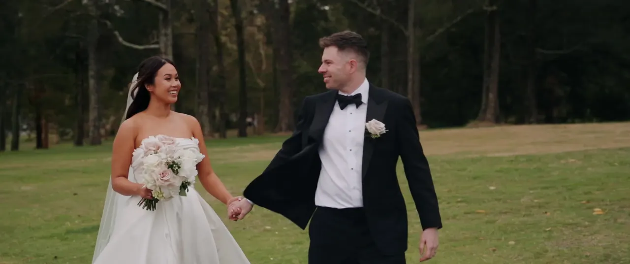 Jannet & James at Paperbark Grove, Centennial Park, wedding film frame 6