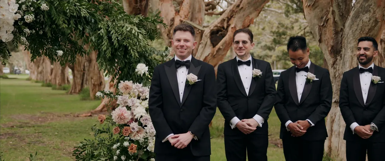 Jannet & James at Paperbark Grove, Centennial Park, wedding film frame 9