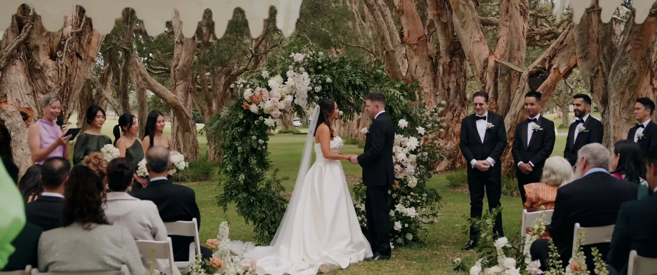 Jannet & James at Paperbark Grove, Centennial Park, wedding film frame 11